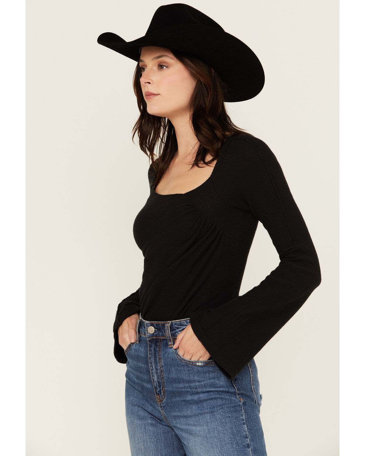 Image #2 - Free People Women's On A Cloud Bodysuit, Black, hi-res