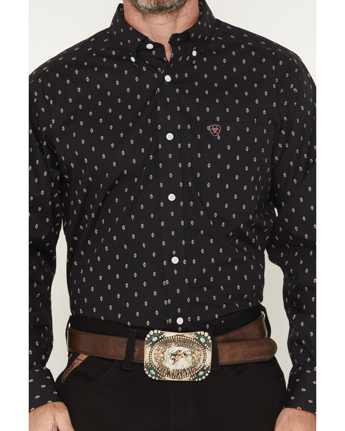 Image #3 - Ariat Men's Wrinkle Free Asher Geo Print Long Sleeve Button-Down Western Shirt - Tall, Black, hi-res