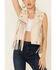 Understated Leather Women's Leather Peace Zip-Front Vest, Cream, hi-res
