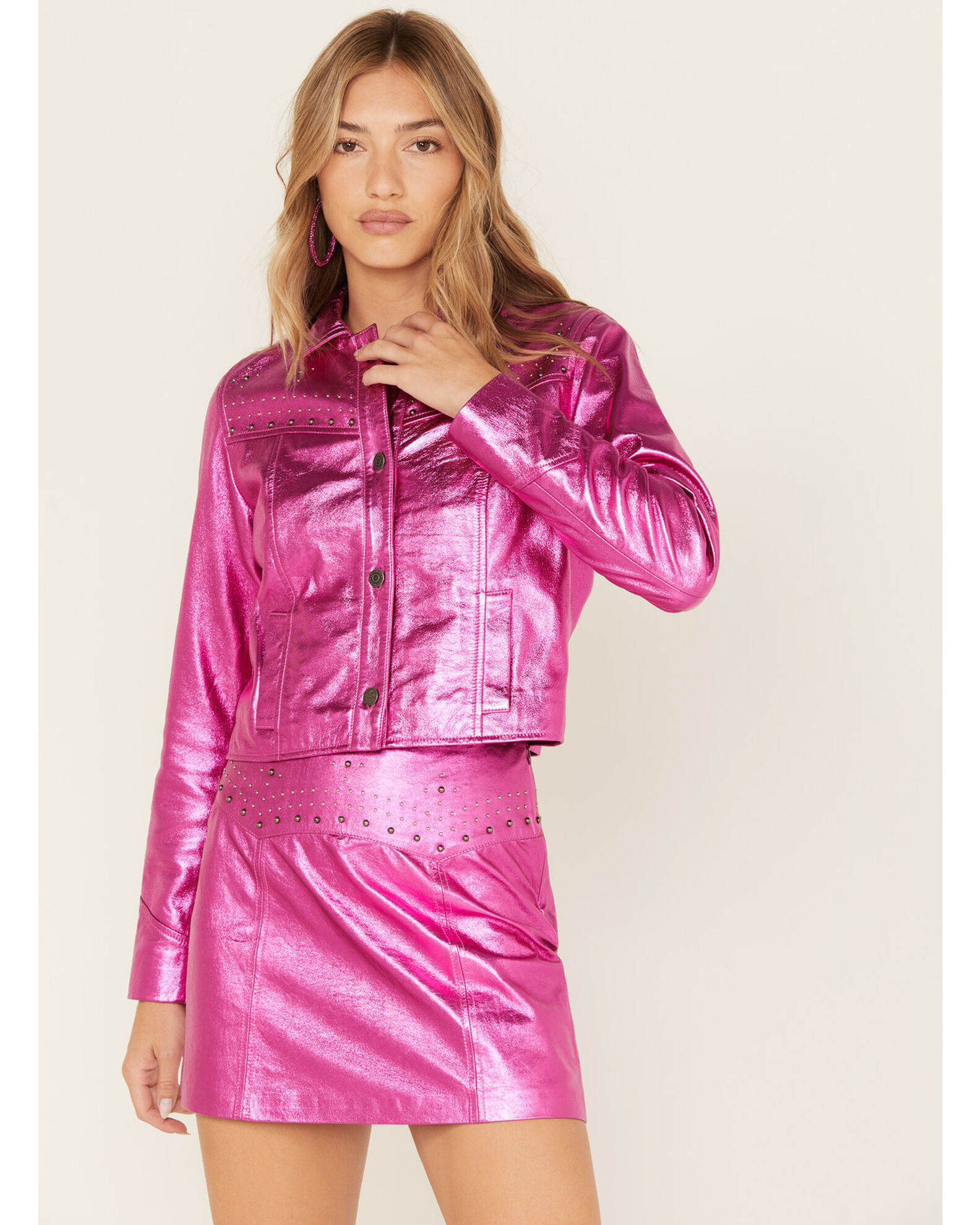 Metallic pink hot sale moto jacket