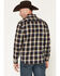 Image #4 - Seager Men's Calico Plaid Print Long Sleeve Button-Down Flannel Shirt, Navy, hi-res