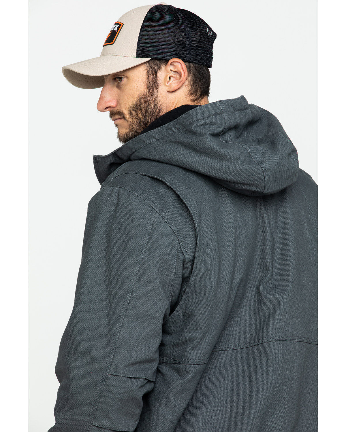 Image #5 - Hawx Men's Shadow Grey Canvas Quilted Bi-Swing Hooded Zip Front Jacket - Tall, , hi-res