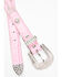Shyanne Girls' Rhinestone Croc Print Arrow Belt, Pink, hi-res