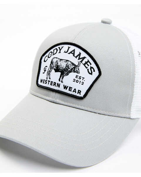 Image #2 - Cody James Men's Cow Logo Patch Mesh-Back Ball Cap , Light Grey, hi-res