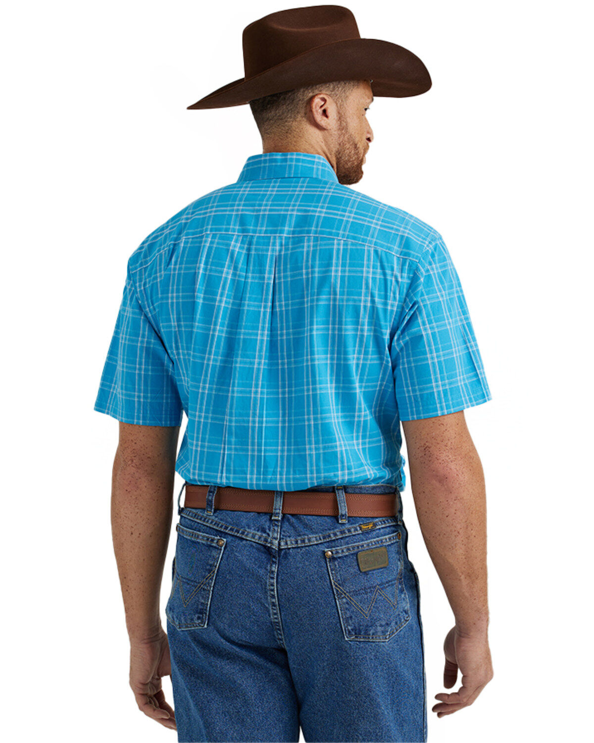 Image #3 - George Strait by Wrangler Men's Plaid Print Short Sleeve Button-Down Stretch Western Shirt, , hi-res