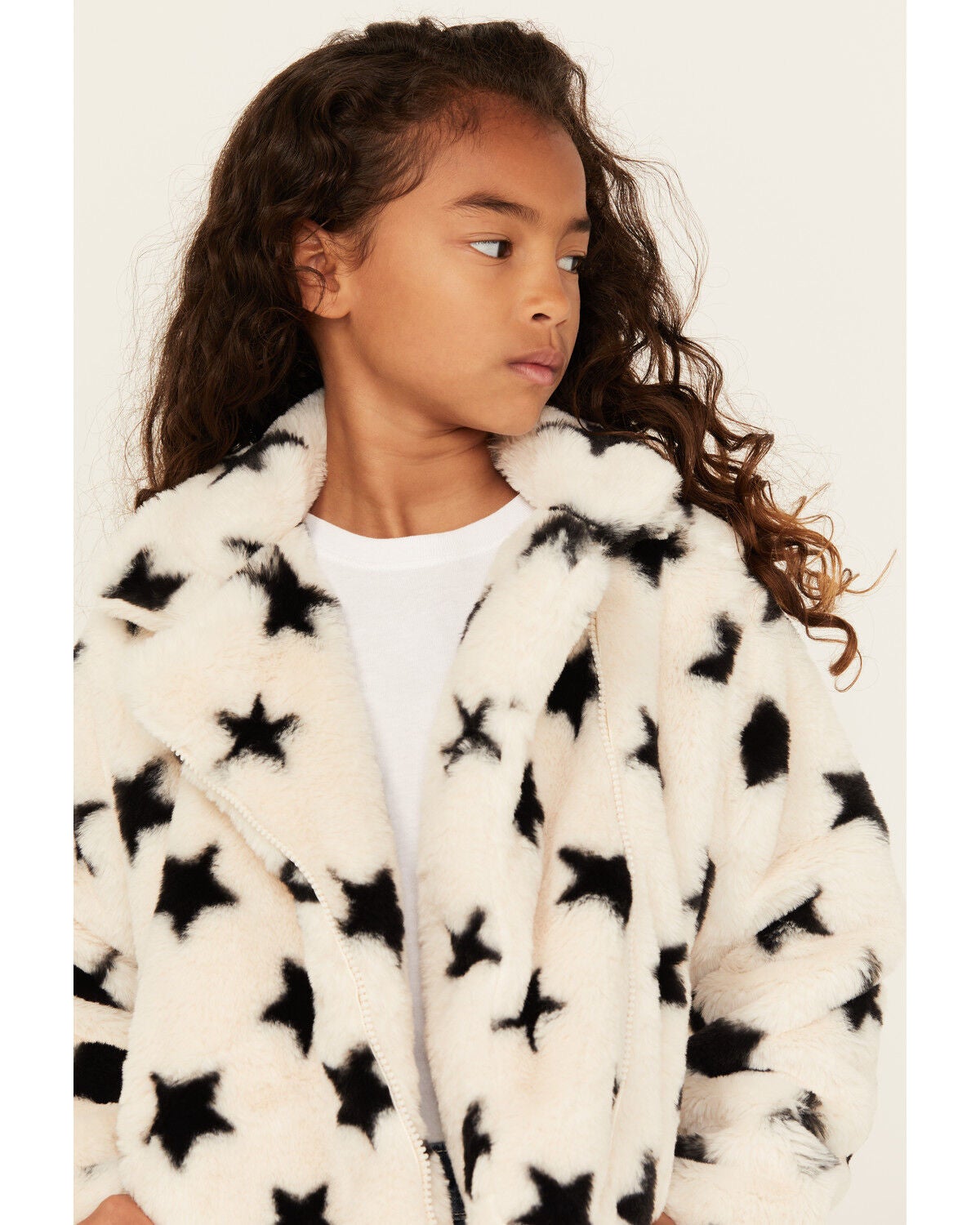 Image #2 - Urban Republic Girls' Star Print Faux Fur Moto Jacket, , hi-res