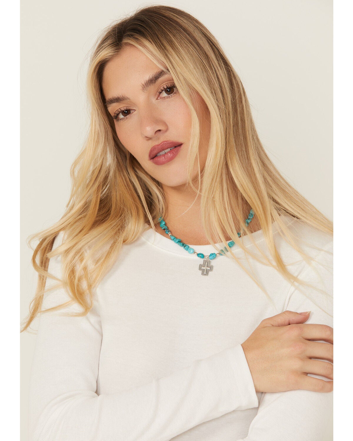 Paige Wallace Women's Santa Fe Cross Necklace, Silver, hi-res