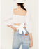 Image #5 - Beyond The Radar Women's Cut Out Sleeve Tie Back Top, White, hi-res