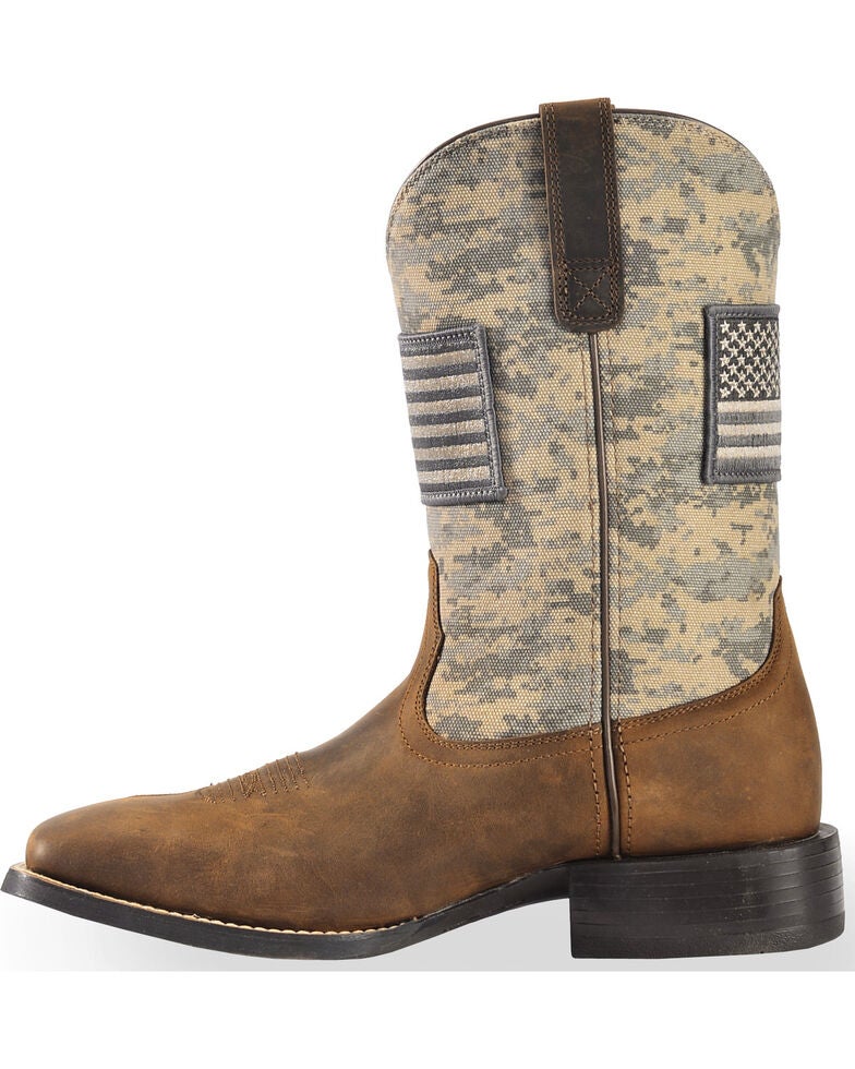 Ariat Men's Distressed Brown Sage Camo Sport Patriot Western Boots