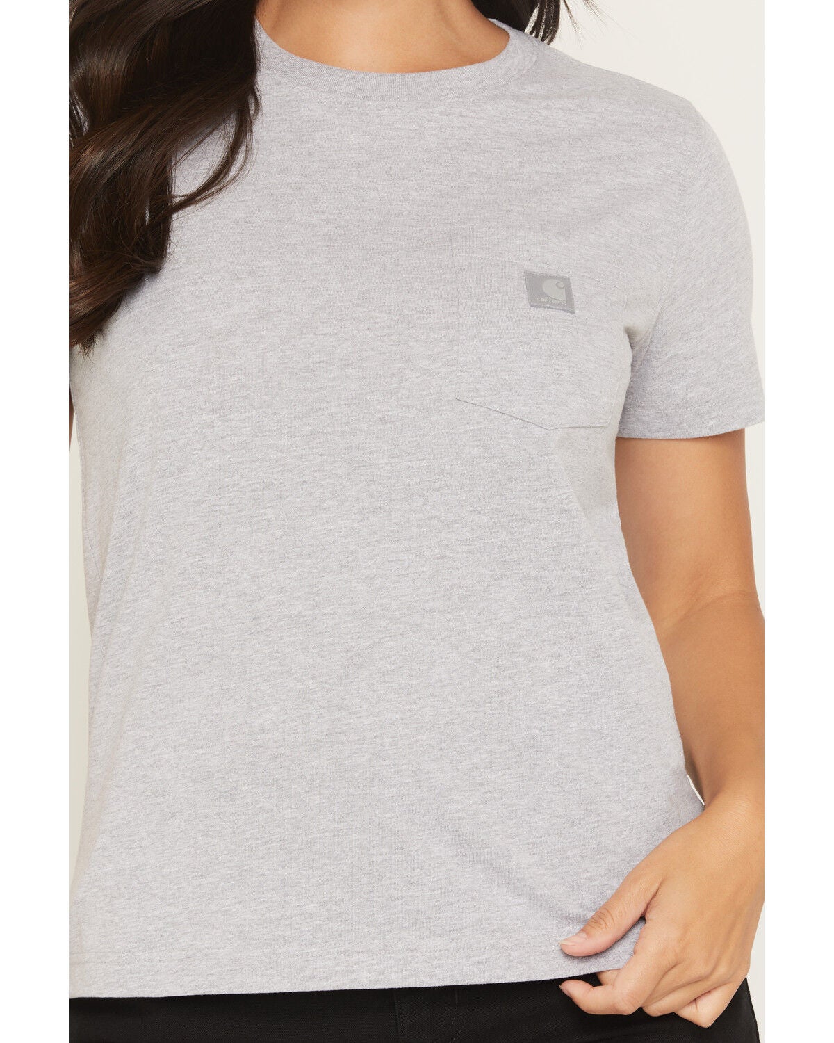 Image #3 - Carhartt Women's Relaxed Fit Lightweight Short Sleeve Pocket Work Tee, Heather Grey, hi-res
