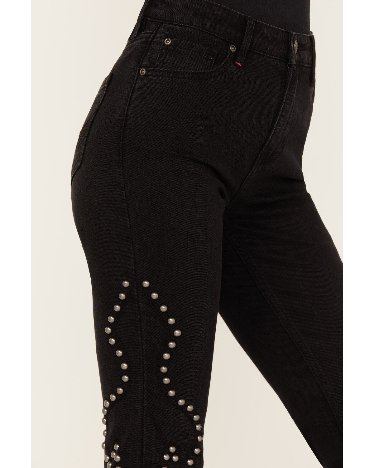 Image #2 - Idyllwind Women's Alameda High Risin Studded Stretch Flare Jeans, Black, hi-res