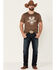 Rodeo Ranch Men's Heather Brown Outdoors Graphic Short Sleeve T-Shirt , Brown, hi-res