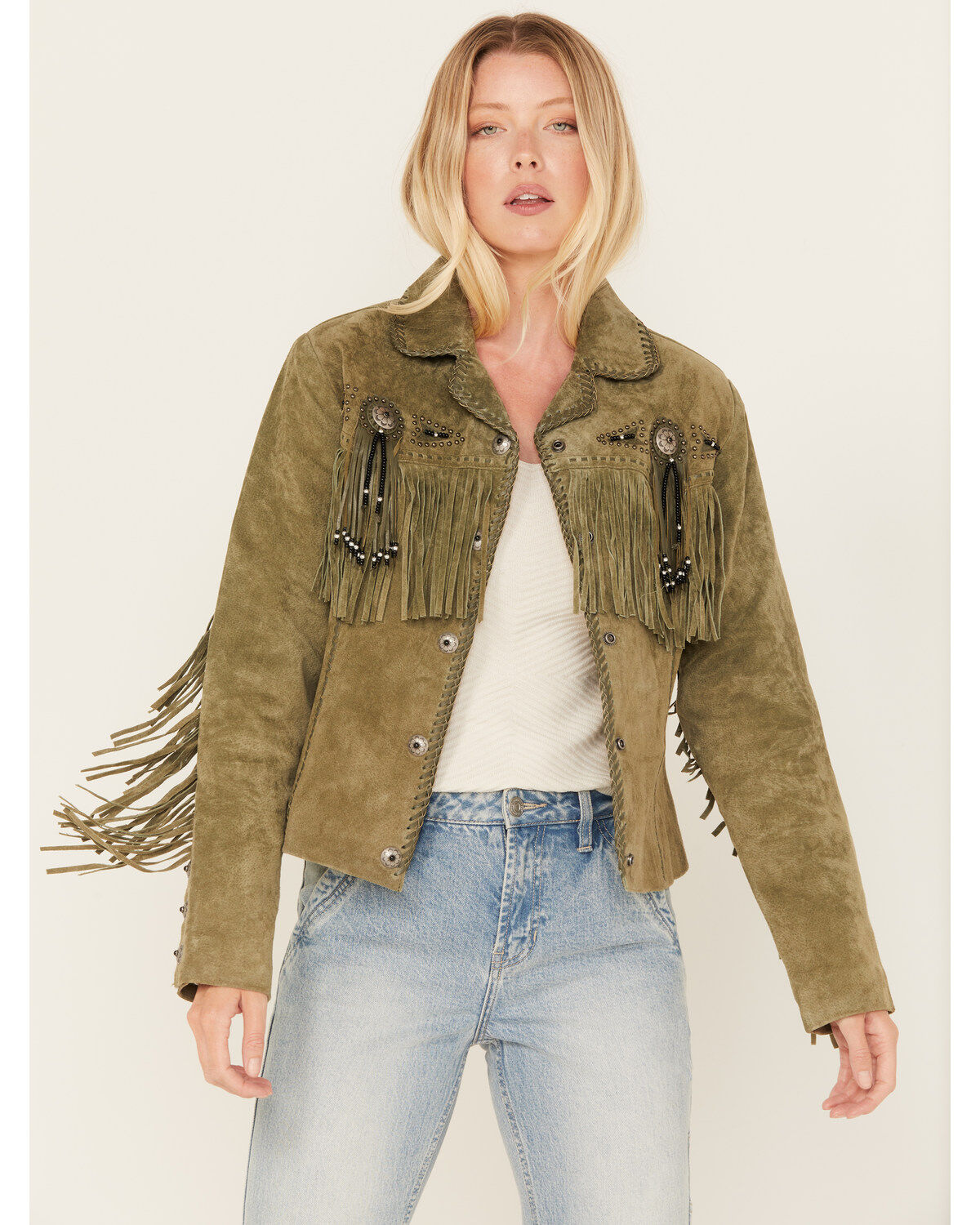 Image #1 - Scully Women's Fringe and Beaded Jacket, , hi-res