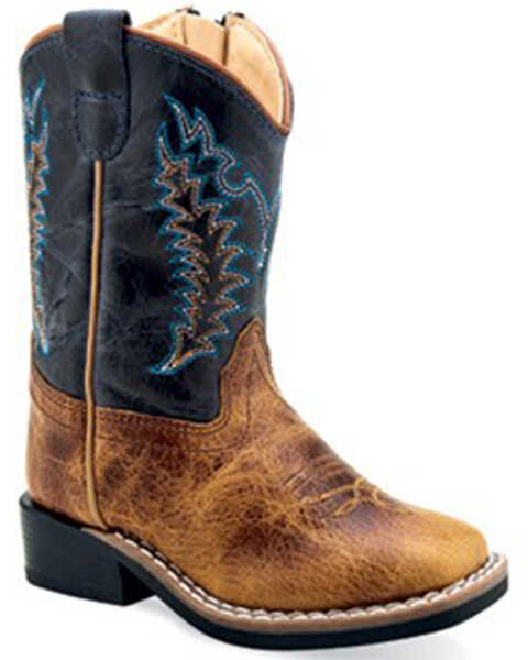 Old West Toddler Boys' Cactus Western Boots - Broad Square Toe, Brown, hi-res
