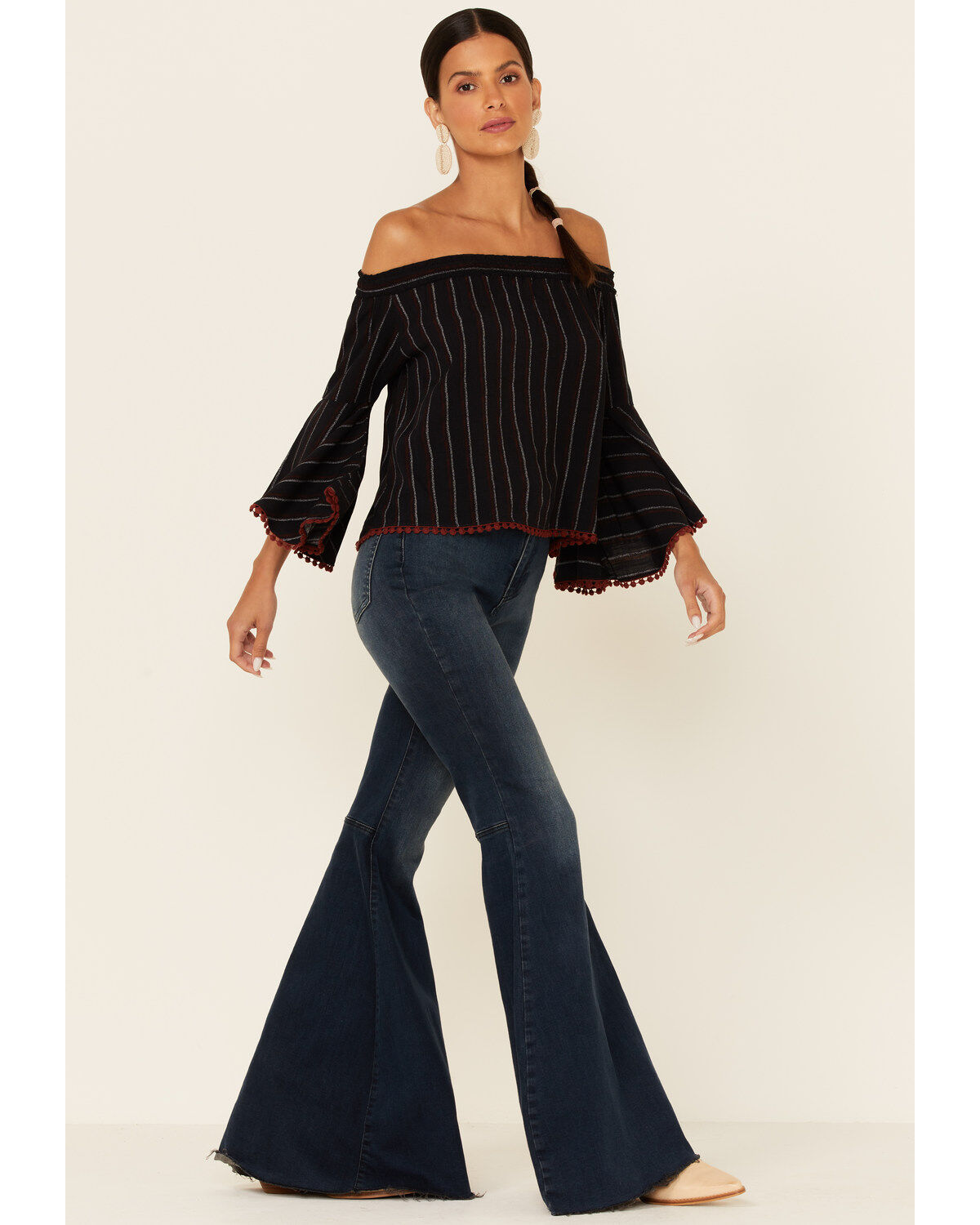 Image #2 - Shyanne Women's Striped Off-Shoulder Long Sleeve Top, , hi-res