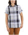 Image #1 - Carhartt Women's Loose Fit Plaid Twill Short Sleeve Button Down Work Shirt, White, hi-res