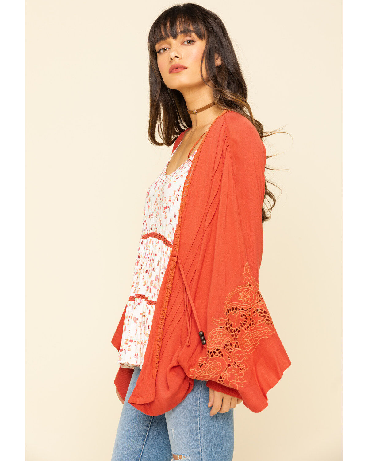 Image #3 - Miss Me Women's Tie Front Bell Sleeve KImono  , , hi-res