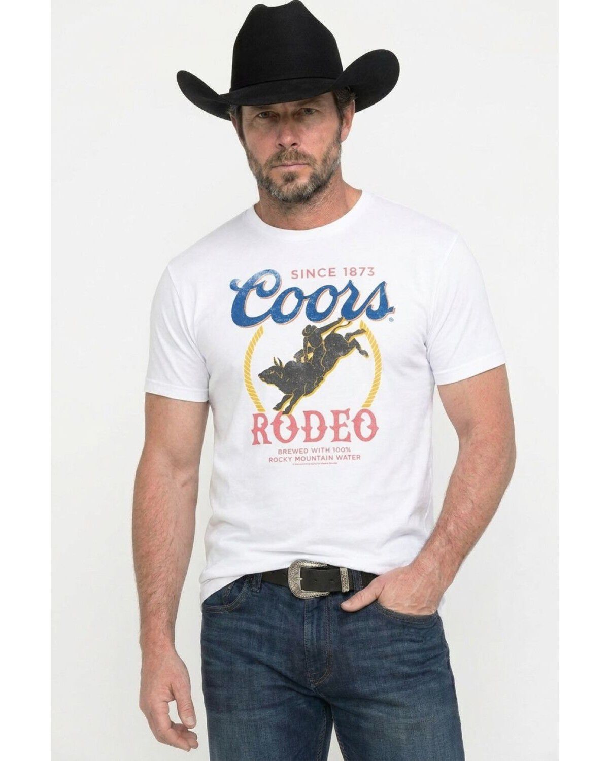 Image #1 - Coors Men's Bright Rodeo Short Sleeve Graphic T-Shirt, White, hi-res