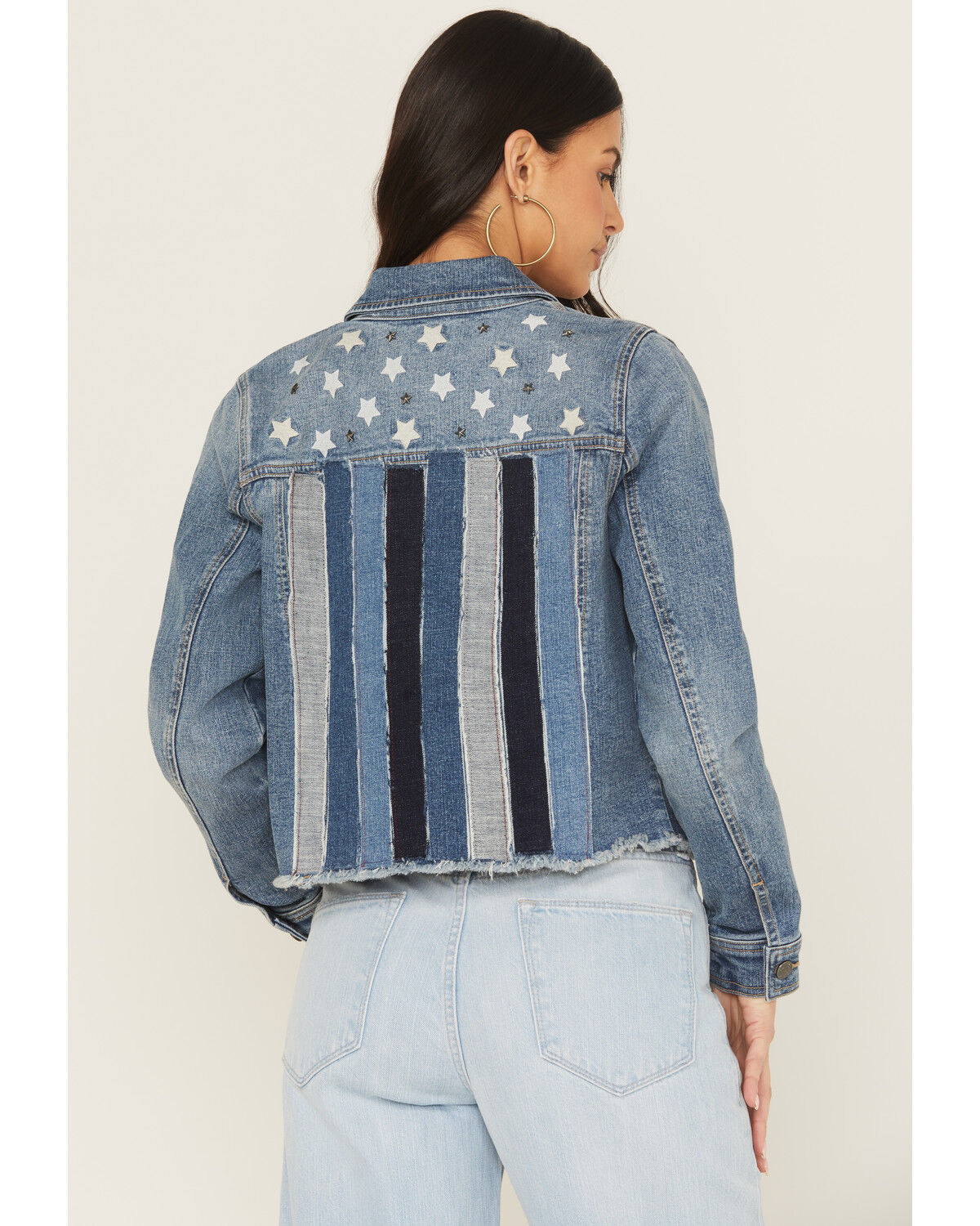 Shyanne Women's Ellis Americana Cropped Trucker Jacket, Medium Wash, hi-res