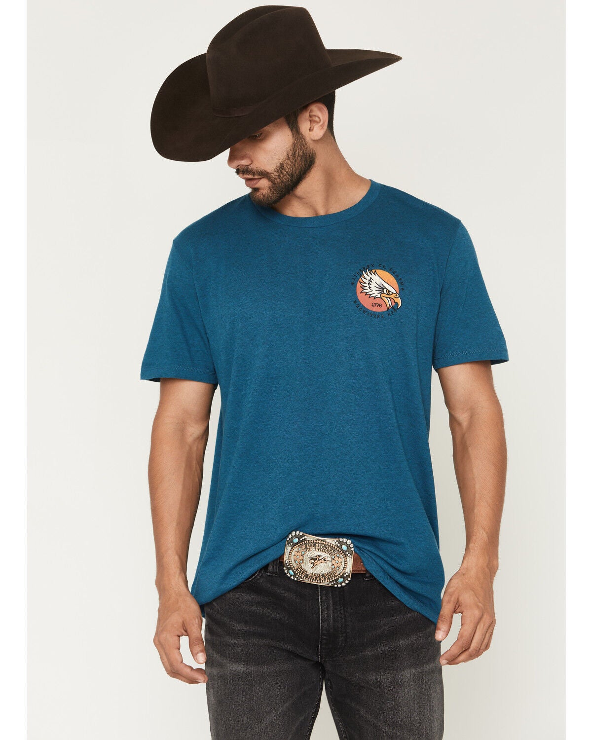 Image #2 - Howitzer Men's Liberty Short Sleeve Graphic T-Shirt, Blue, hi-res