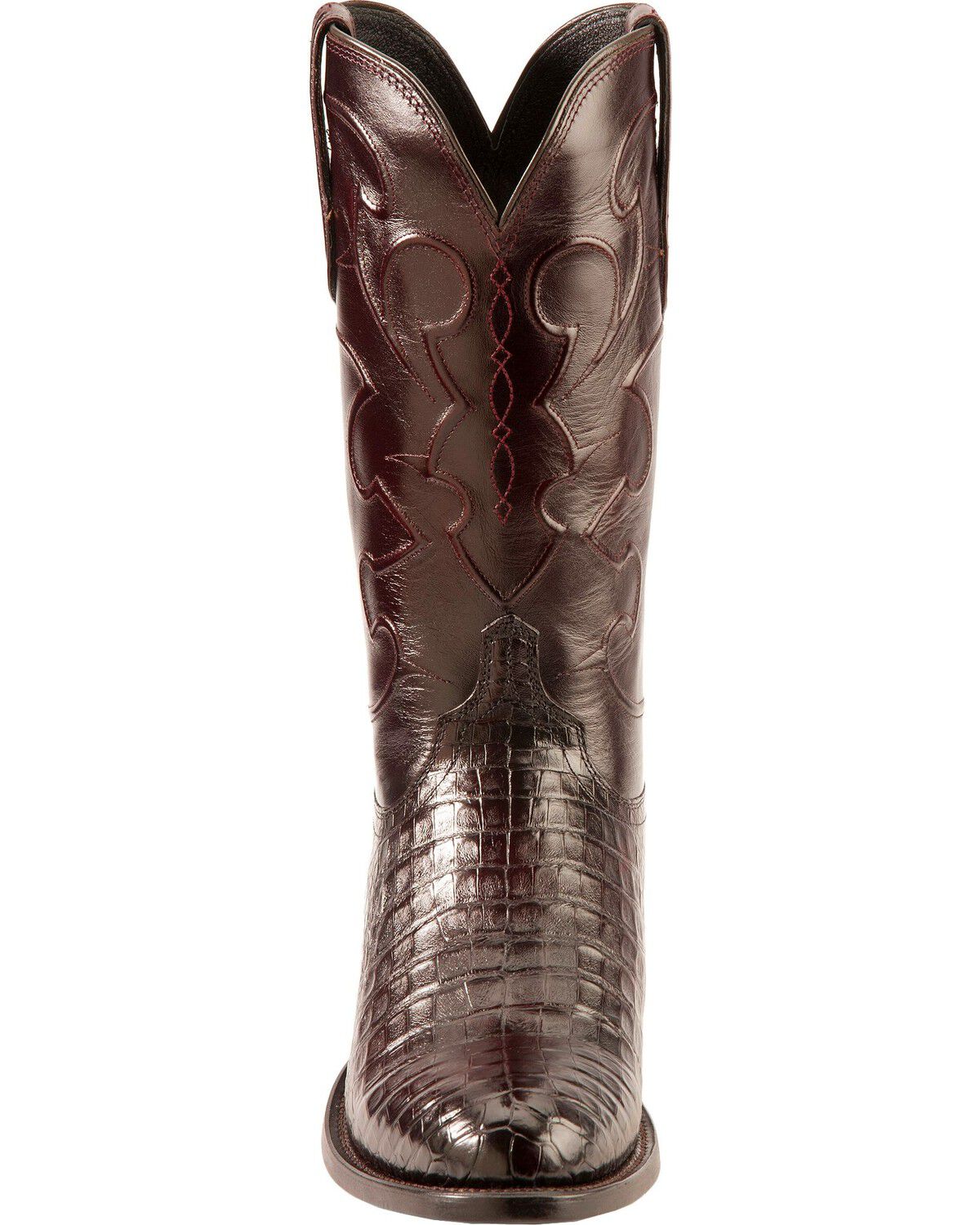 Image #4 - Lucchese Men's Charles Crocodile Belly Cowboy Boots - Round Toe, Black Cherry, hi-res