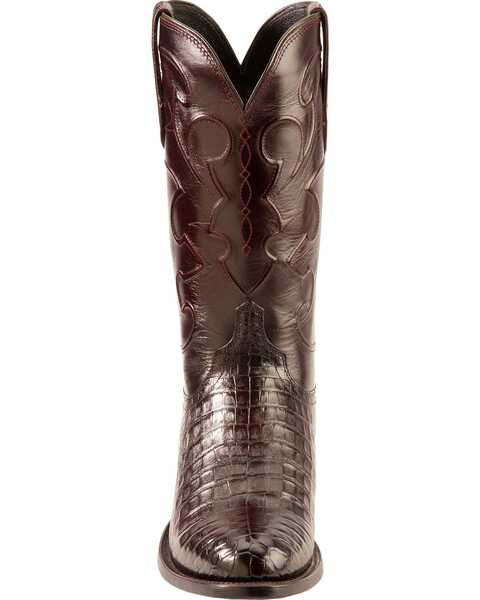 Image #4 - Lucchese Handmade 1883 Black Cherry Crocodile Belly Cowboy Boots - Medium Toe, , hi-res