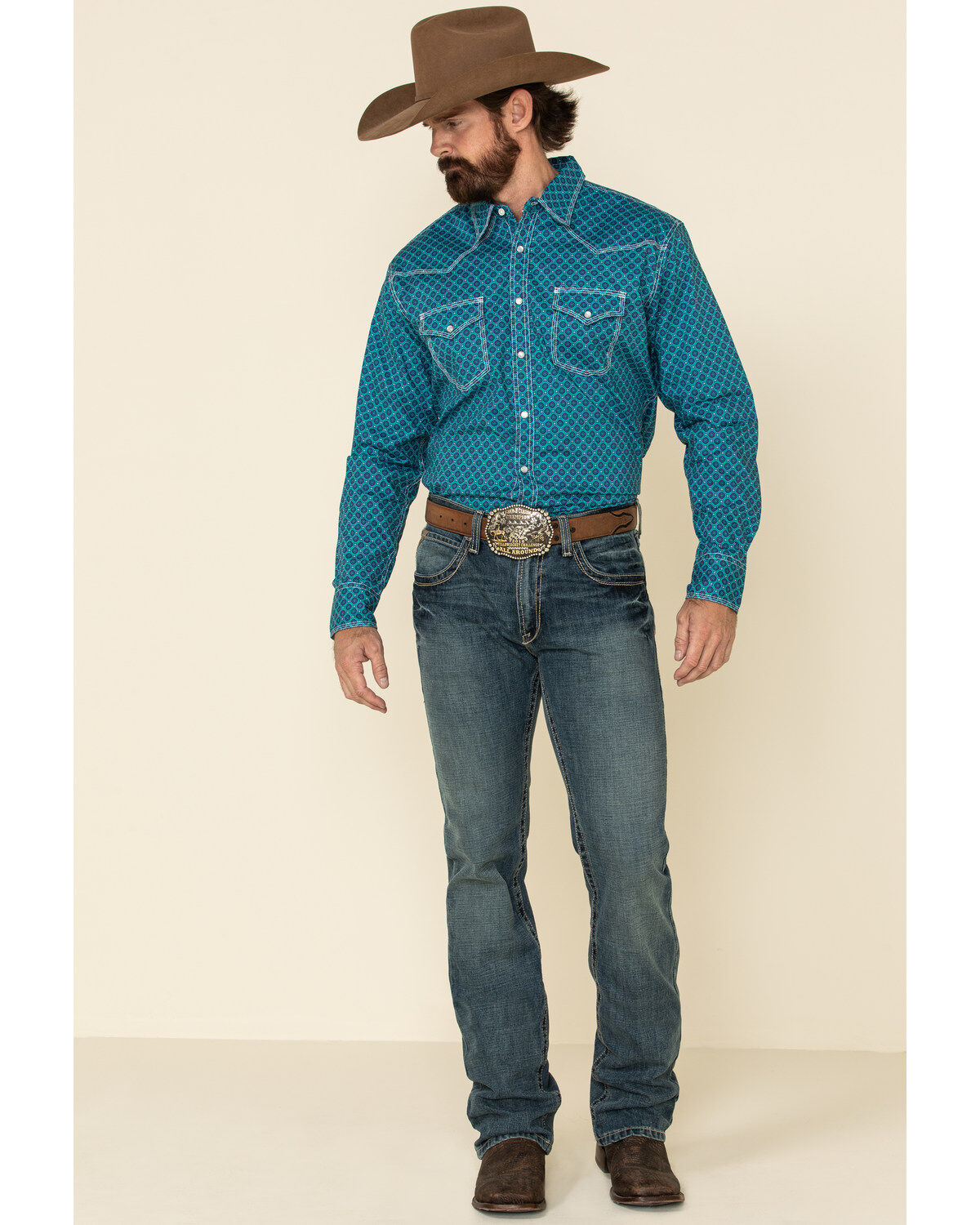 Image #2 - Wrangler 20X Men's Advanced Comfort Geo Print Long Sleeve Western Shirt , , hi-res