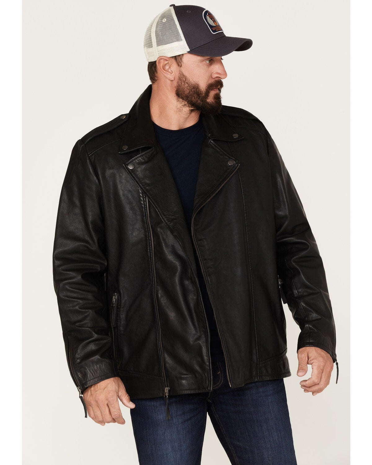 Moonshine Spirit&reg; Men's Glen Asymmetrical Moto Jacket, Black, hi-res