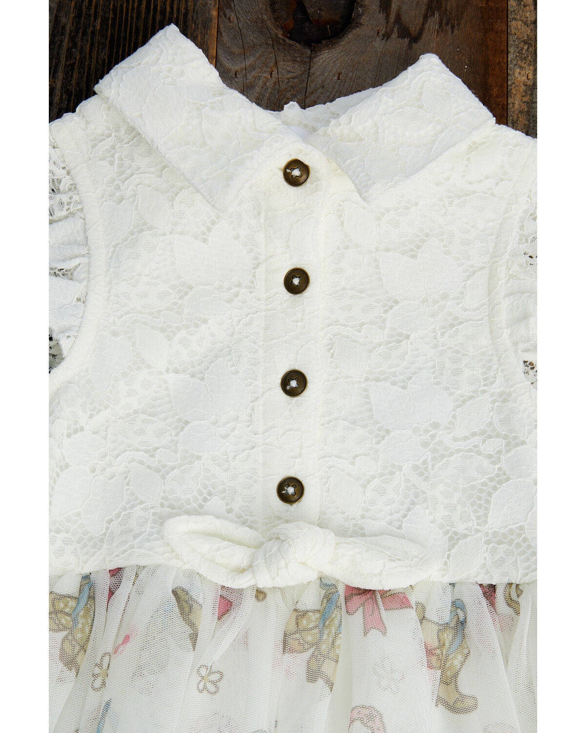 Image #2 - Sugar California Toddler Girls' Boots and Bows Printed Lace Dress, Cream, hi-res