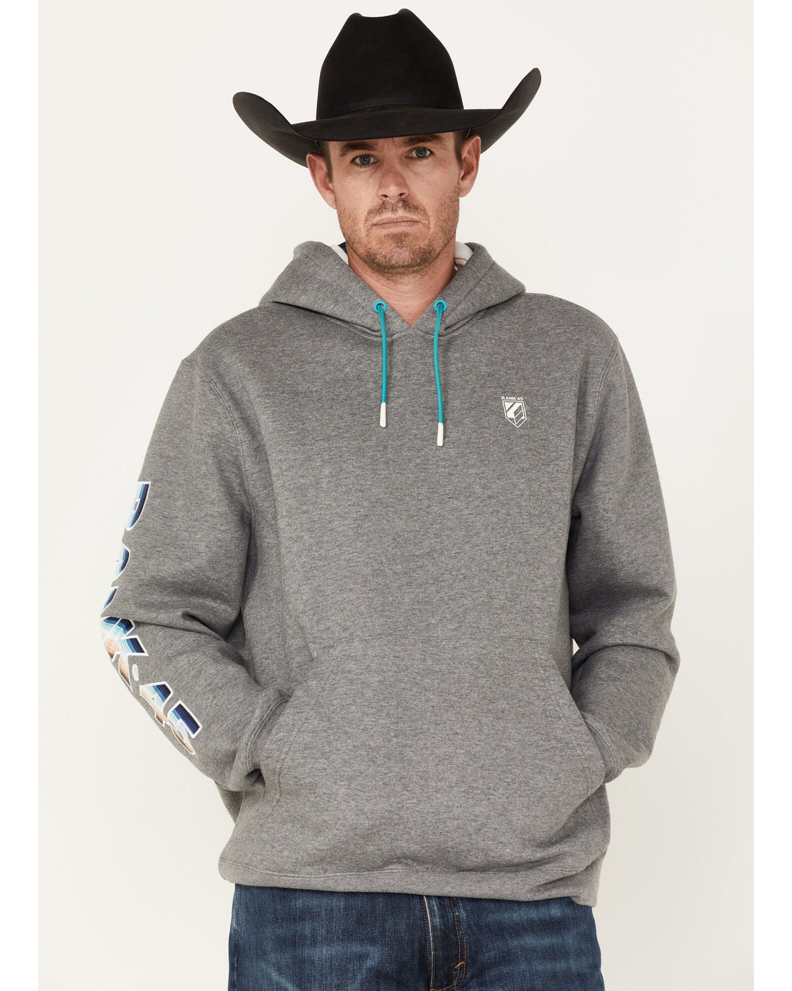 RANK 45® Men's Striped Logo Sleeve Hooded Sweatshirt | Boot Barn