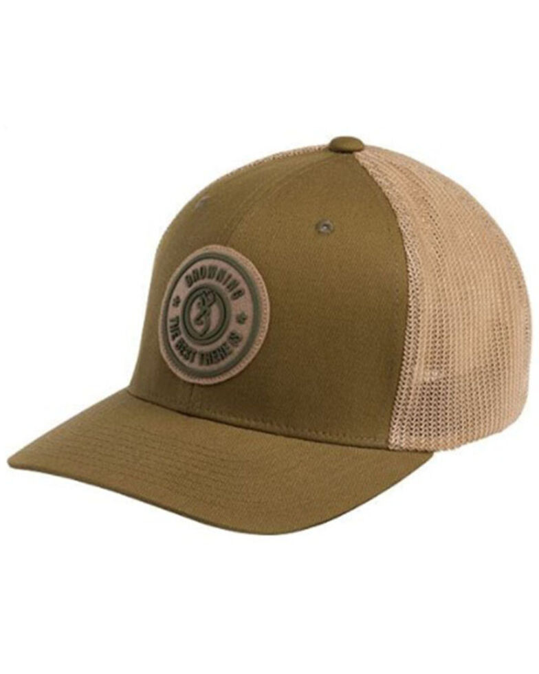 Browning Men's (L-XL) Dusted Loden Embroidered Circle Logo Patch Mesh-Back Ball Cap , Brown, hi-res