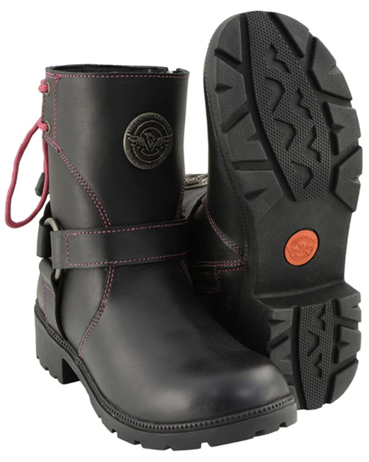 Image #4 - Milwaukee Leather Women's Lace-Up Motorcycle Boots - Round Toe, Black, hi-res