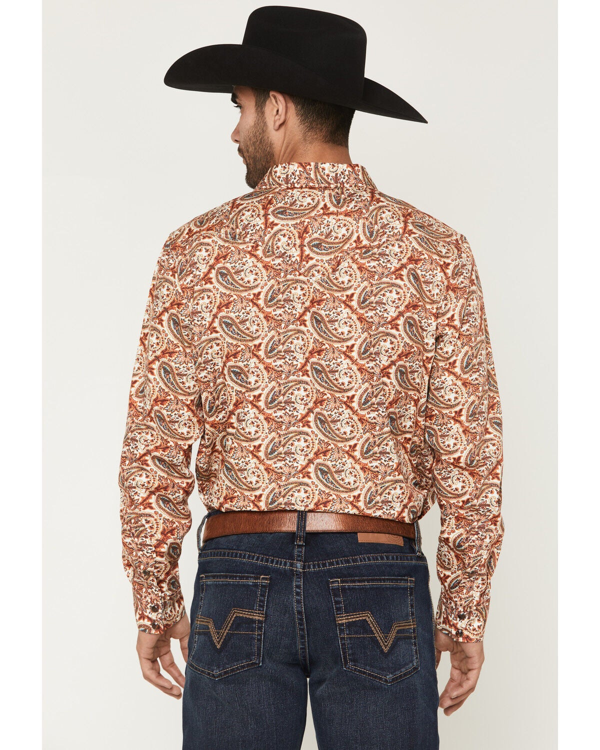 Image #4 - Cody James Men's Cowboy Boogie Paisley Print Long Sleeve Snap Western Shirt, Red, hi-res