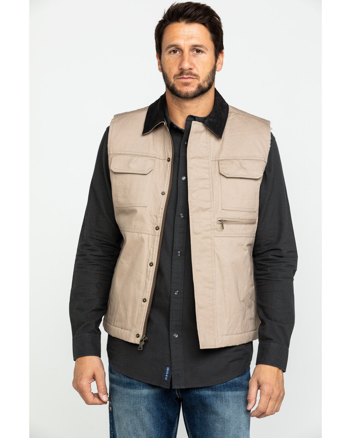 Image #2 - Cody James Men's Tan Ranchero Timberwolf Canvas Vest, Tan, hi-res