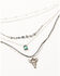 Image #1 - Shyanne Women's Layered Bull Pendant & Chip Necklace, Silver, hi-res