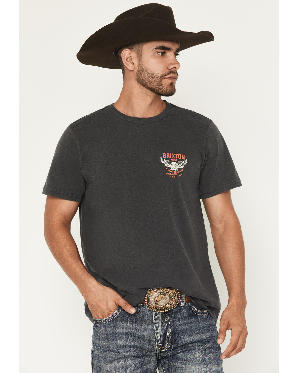 Image #2 - Brixton Men's Waller Logo Short Sleeve Graphic T-Shirt, Black, hi-res