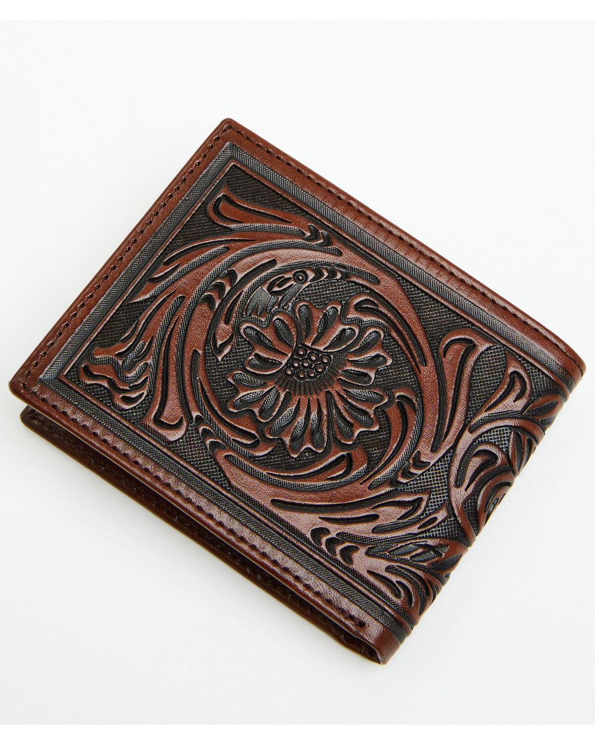 Image #2 - Stetson Men's Tooled Bifold Wallet, Brown, hi-res