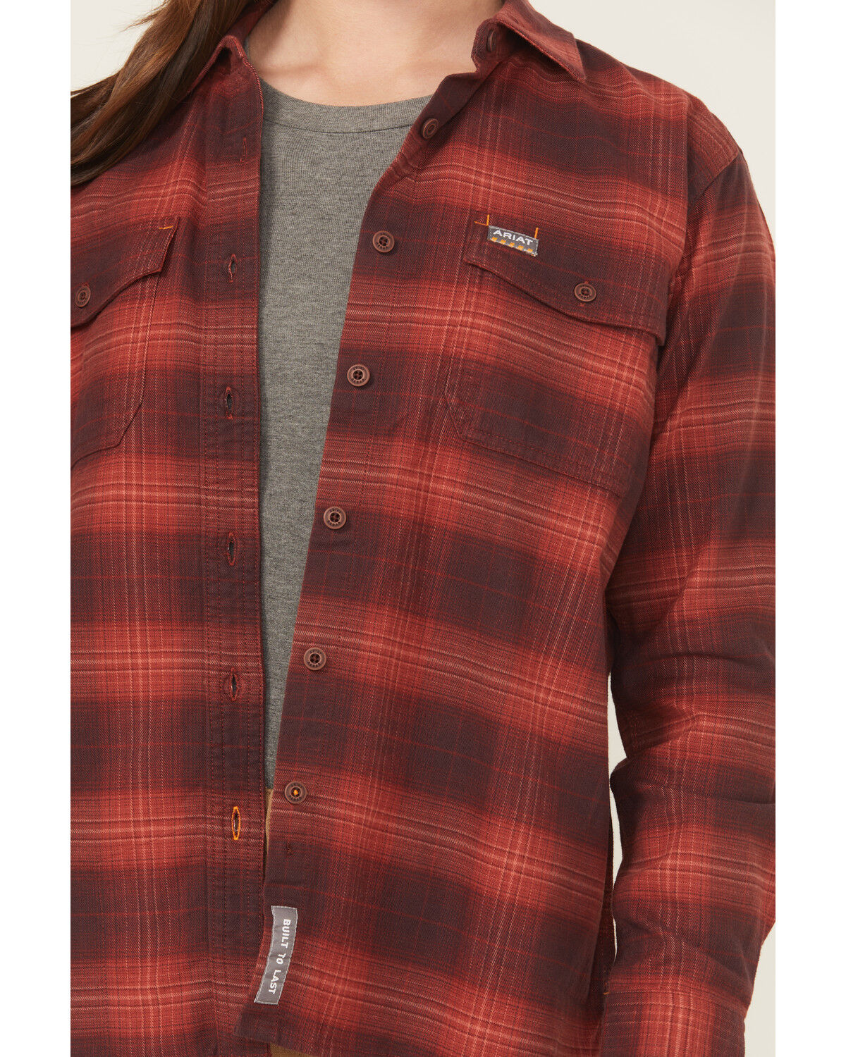 Image #3 - Ariat Women's Rebar Flannel DuraStretch Long Sleeve Button-Down Work Shirt, Red, hi-res