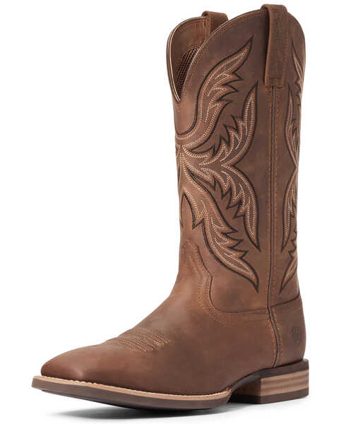 Ariat Men's Everlite Fast Time Western Performance Boots - Broad Square Toe, Brown, hi-res