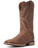 Image #1 - Ariat Men's Everlite Fast Time Western Performance Boots - Broad Square Toe, Brown, hi-res