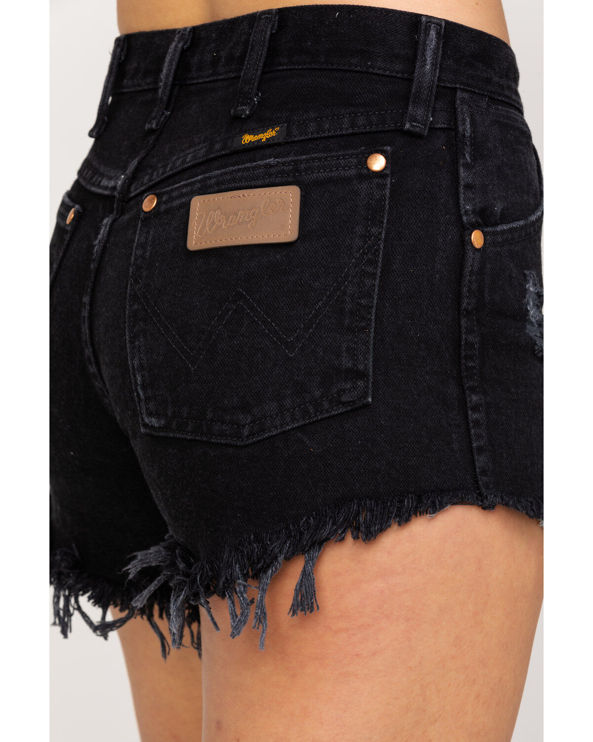 Image #4 - Wrangler Modern Women's Black Heritage Frayed Hem Shorts, Black, hi-res