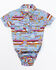 Image #1 - Shyanne Infant Girls' Printed Short Sleeve Snap Western Onesie, Blue, hi-res