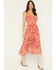 Image #1 - Ash & Violet Women's Floral Print Midi Dress, Red, hi-res