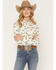 Image #1 - Shyanne Women's Horse Print Long Sleeve Snap Stretch Western Shirt, Cream, hi-res