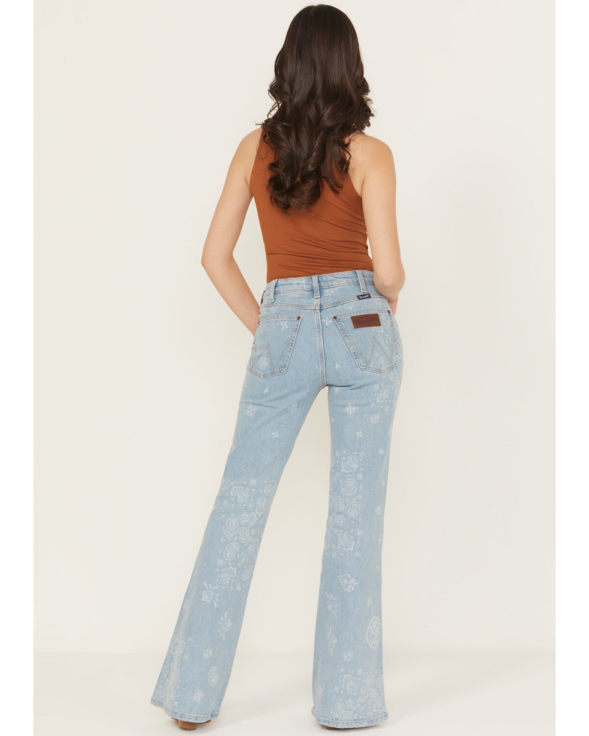 Image #1 - Wrangler Retro Women's Bailey High Rise Paisley Print Flare Stretch Denim Jeans, Light Wash, hi-res