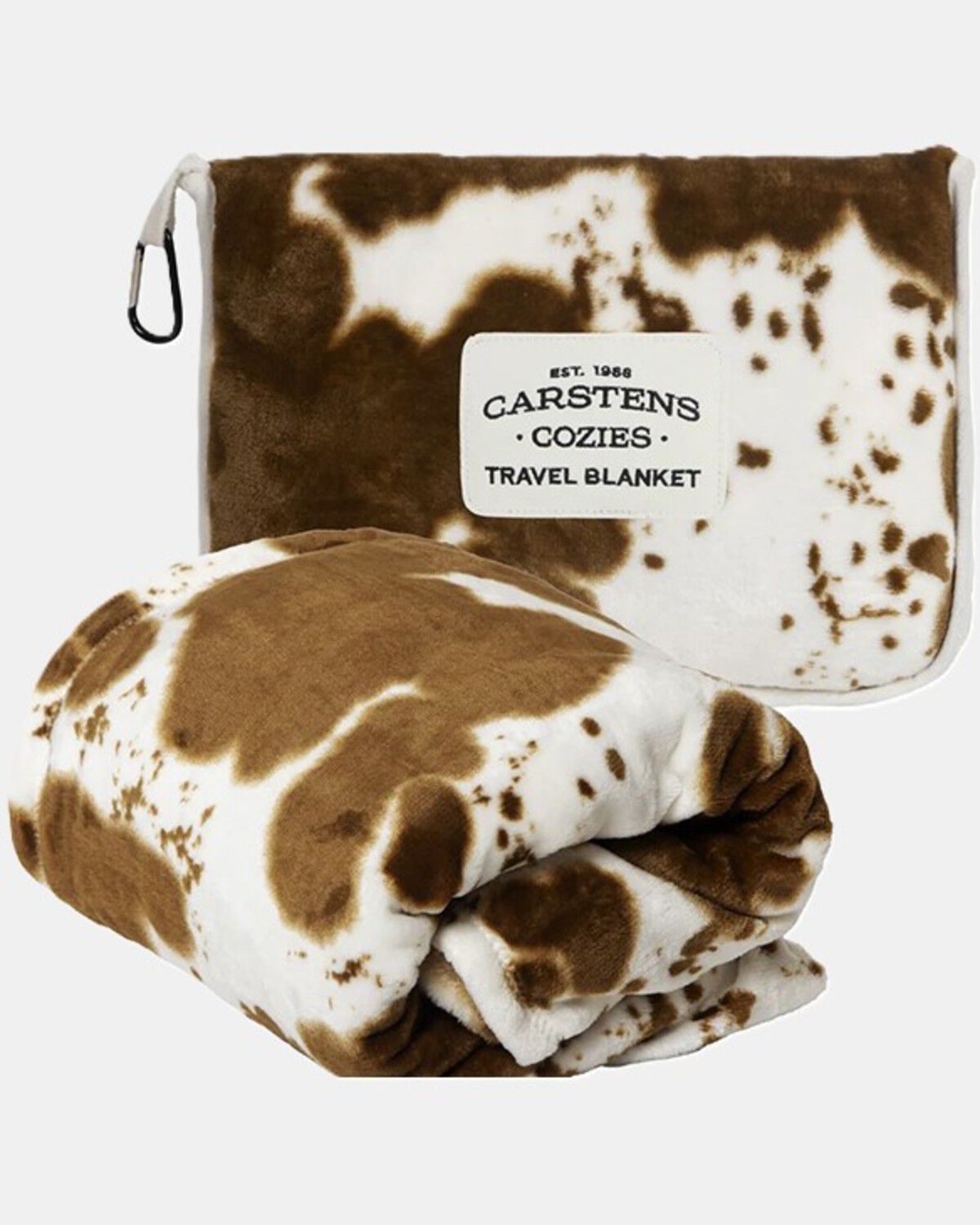Image #1 - Carstens Home Hair on Hide Travel Blanket, Cow Print, hi-res