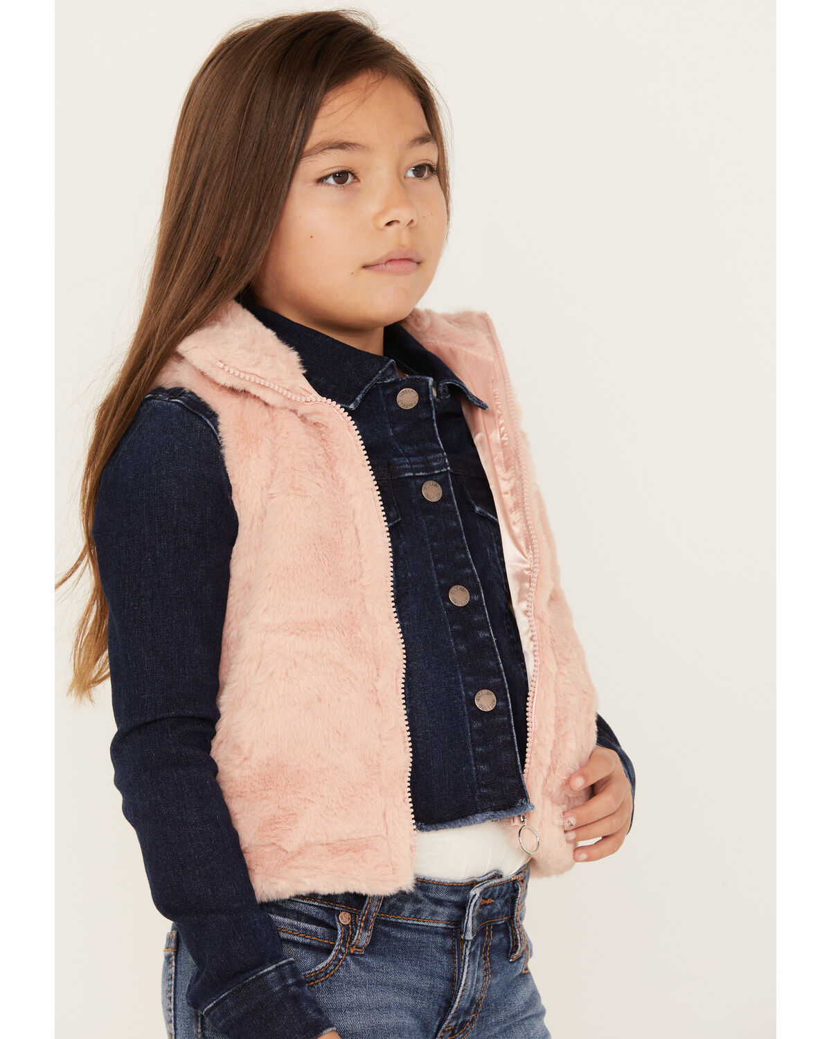 Image #2 - Urban Republic Girls' Faux Fur Vest, Pink, hi-res