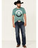 Cinch Men's Heather Green Circle Logo Graphic Short Sleeve T-Shirt , Green, hi-res