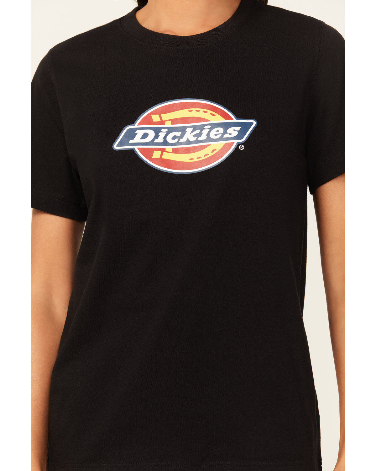Image #3 - Dickies Women's Tri-Color Logo Short Sleeve Tee, Black, hi-res