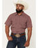 Image #1 - Gibson Trading Co Men's Gypsy Den Medallion Print Short Sleeve Snap Western Shirt - Big, Burgundy, hi-res